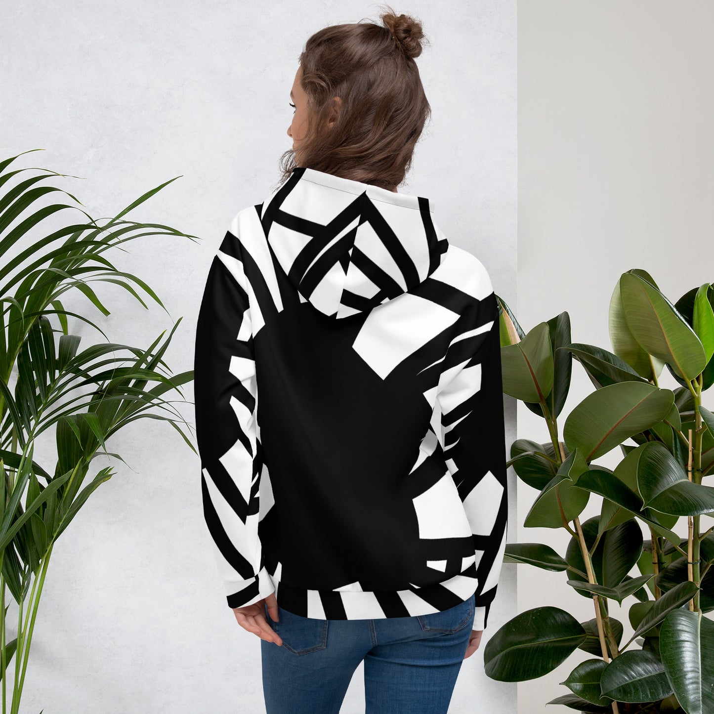 Shattered in Black & White Fleece Bunny Hug Hoodie Totes Chill Loose Fit Unisex All-Over Print [Sizes 2XS-6X] [FREE SHIPPING]