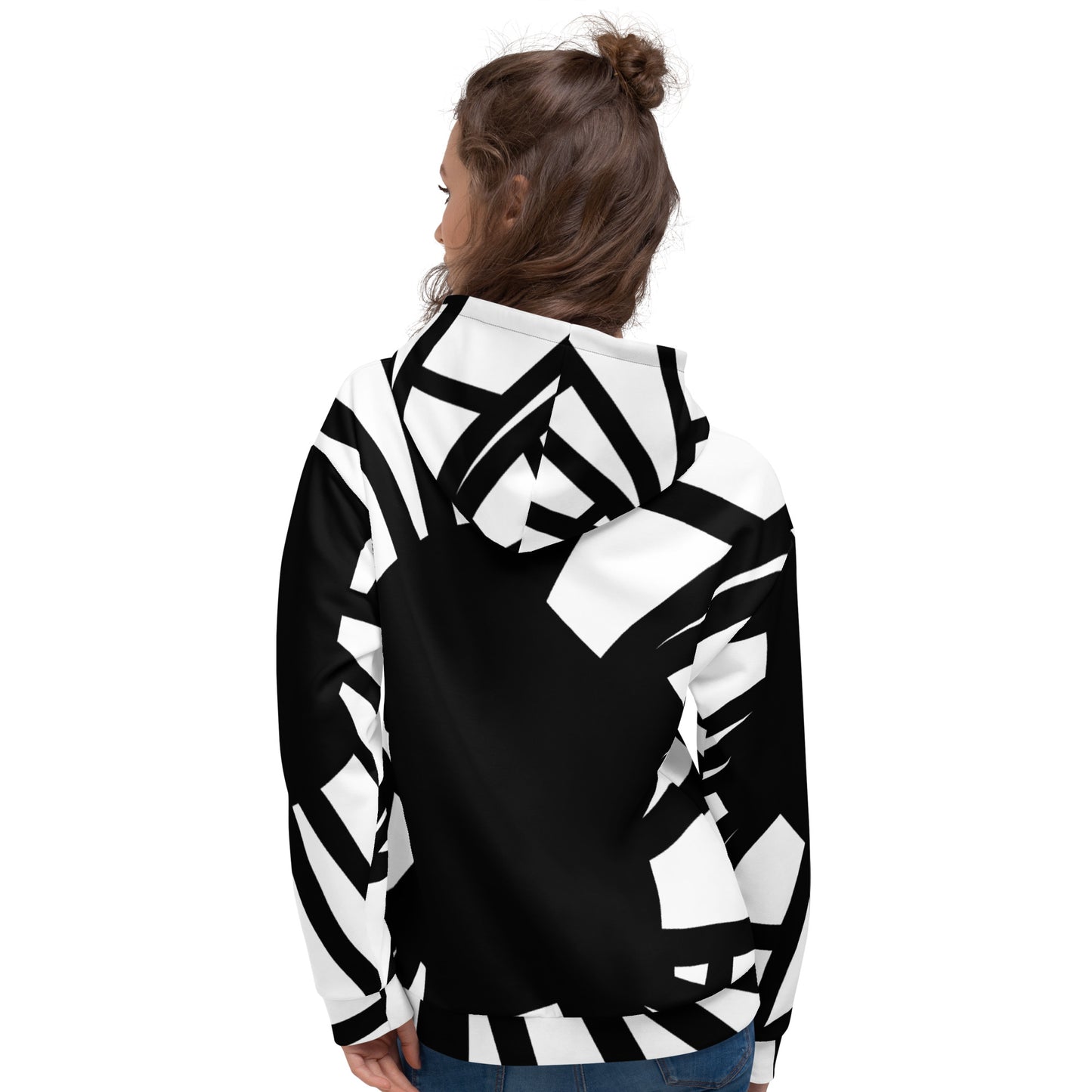 Shattered in Black & White Fleece Bunny Hug Hoodie Totes Chill Loose Fit Unisex All-Over Print [Sizes 2XS-6X] [FREE SHIPPING]