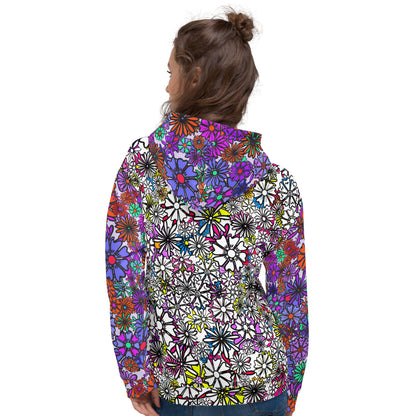 Forbidden Flower {WHITE/PURPLE} | All-Over Print  Fleece Bunny Hug Hoodie Totes Chill Loose Fit Unisex [Sizes 2XS-6X] [FREE SHIPPING]