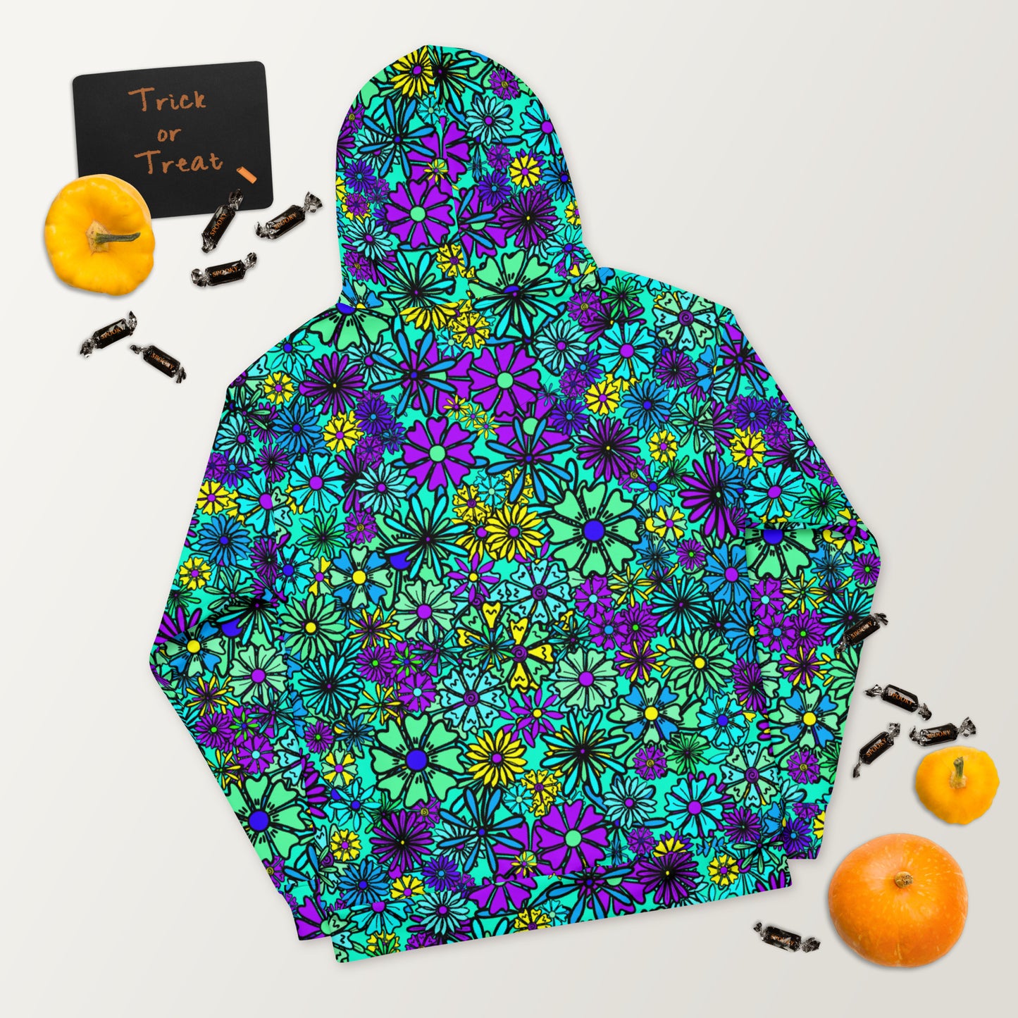 Forbidden Flower {BLUE} | All-Over Print  Fleece Bunny Hug Hoodie Totes Chill Loose Fit Unisex [Sizes 2XS-6X] [FREE SHIPPING]