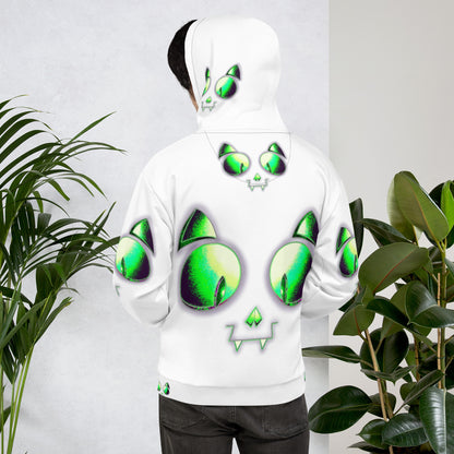 Skelecat (BONE) | All-Over Print Fleece Bunny Hug Hoodie Totes Chill Loose Fit Unisex [Sizes 2XS-6X] [FREE SHIPPING]