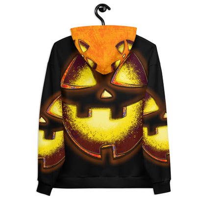 Mr Spookington {Orange/Black} | All-Over Print Fleece Bunny Hug Hoodie Totes Chill Loose Fit Unisex [Sizes 2XS-6X] [FREE SHIPPING]