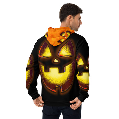 Mr Spookington {Orange/Black} | All-Over Print Fleece Bunny Hug Hoodie Totes Chill Loose Fit Unisex [Sizes 2XS-6X] [FREE SHIPPING]