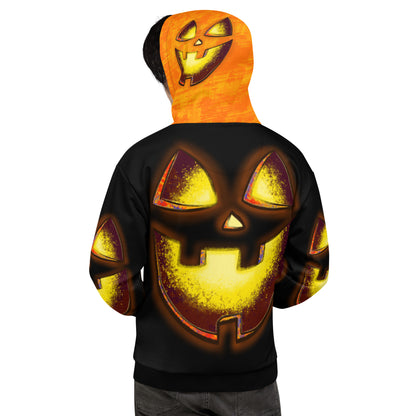 Mr Spookington {Orange/Black} | All-Over Print Fleece Bunny Hug Hoodie Totes Chill Loose Fit Unisex [Sizes 2XS-6X] [FREE SHIPPING]