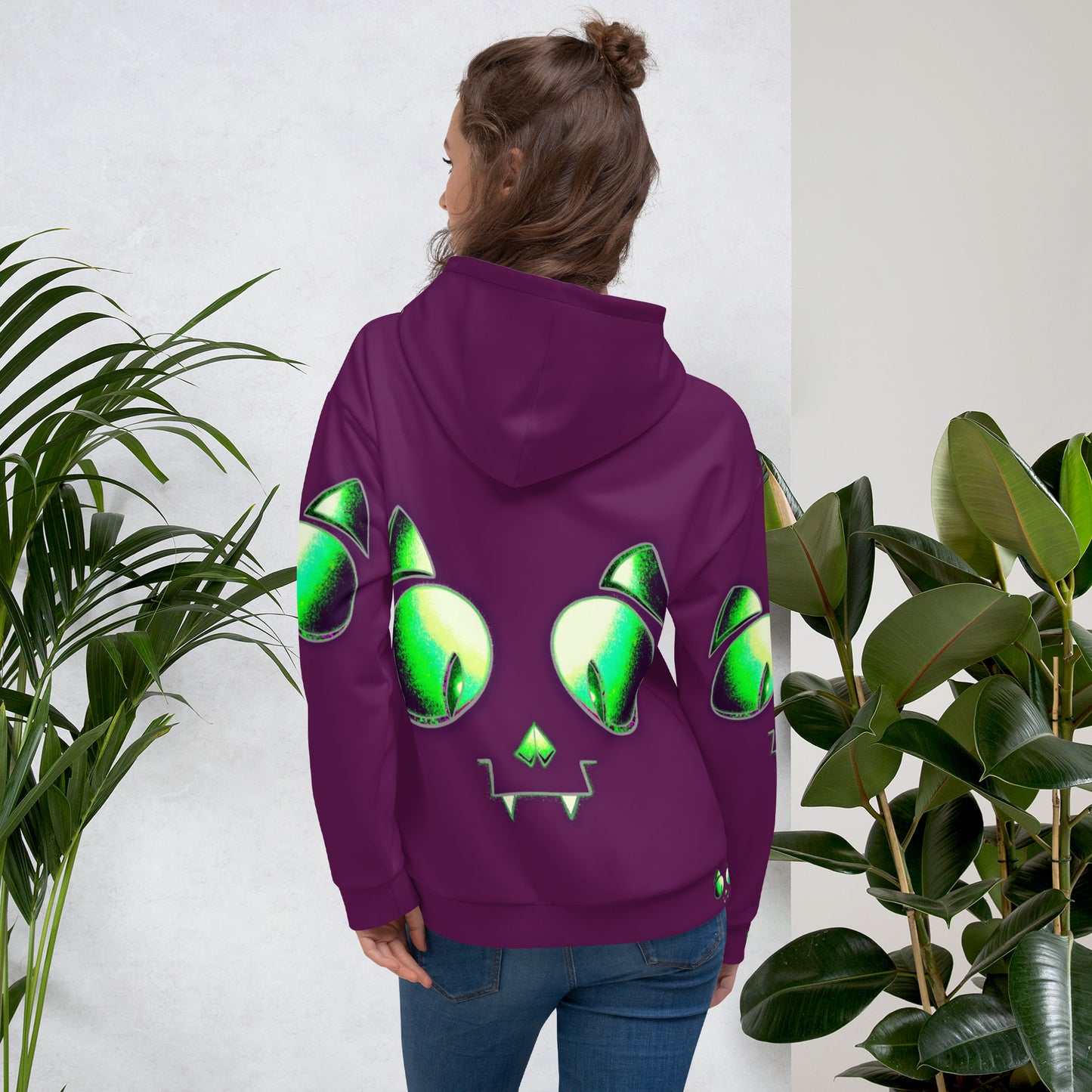 Skelecat (Tyrion Purple) | All-Over Print Fleece Bunny Hug Hoodie Totes Chill Loose Fit Unisex [Sizes 2XS-6X] [FREE SHIPPING]