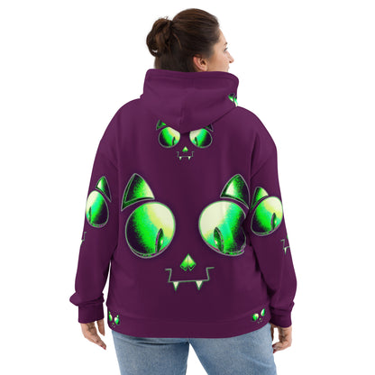 Skelecat (Tyrion Purple) | All-Over Print Fleece Bunny Hug Hoodie Totes Chill Loose Fit Unisex [Sizes 2XS-6X] [FREE SHIPPING]