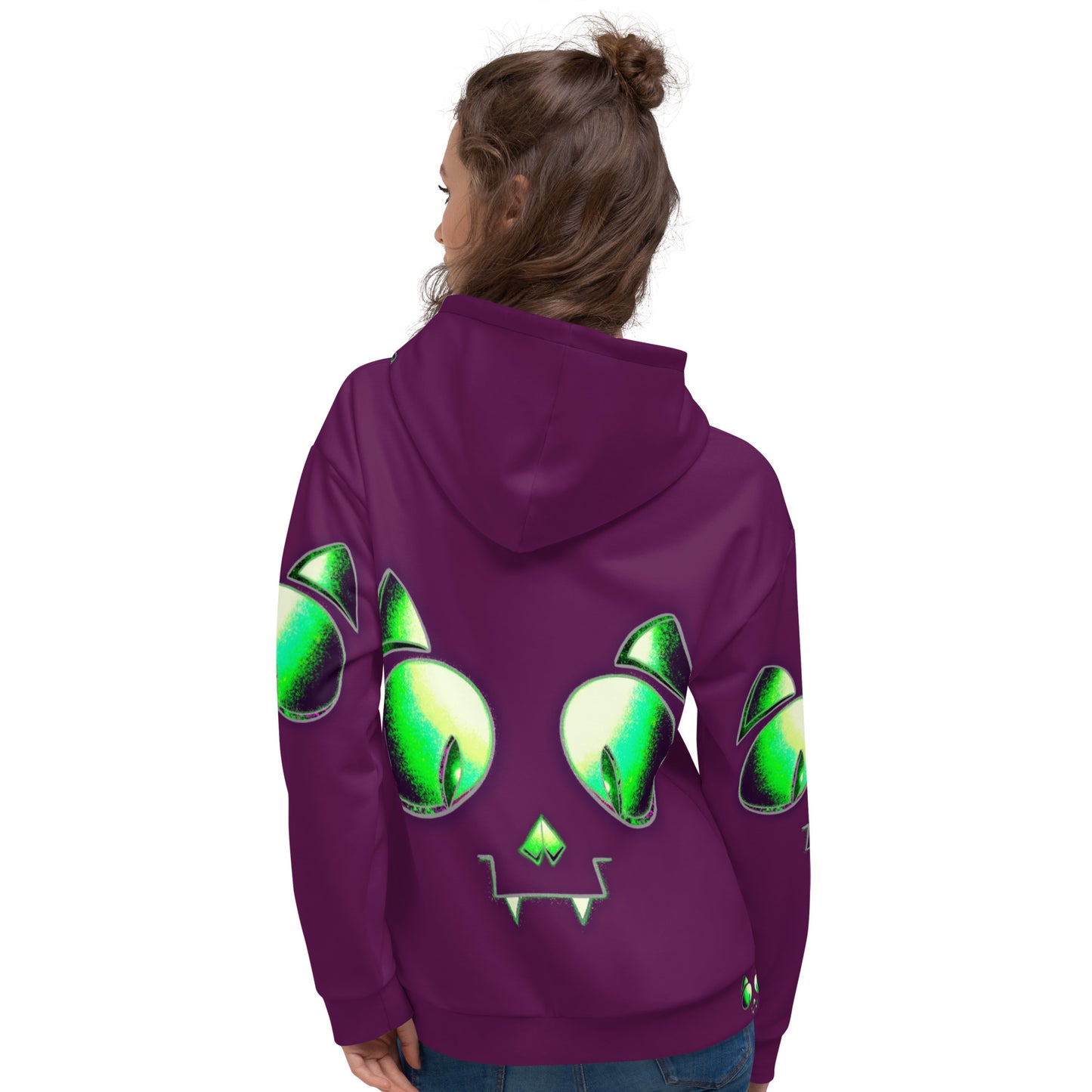 Skelecat (Tyrion Purple) | All-Over Print Fleece Bunny Hug Hoodie Totes Chill Loose Fit Unisex [Sizes 2XS-6X] [FREE SHIPPING]