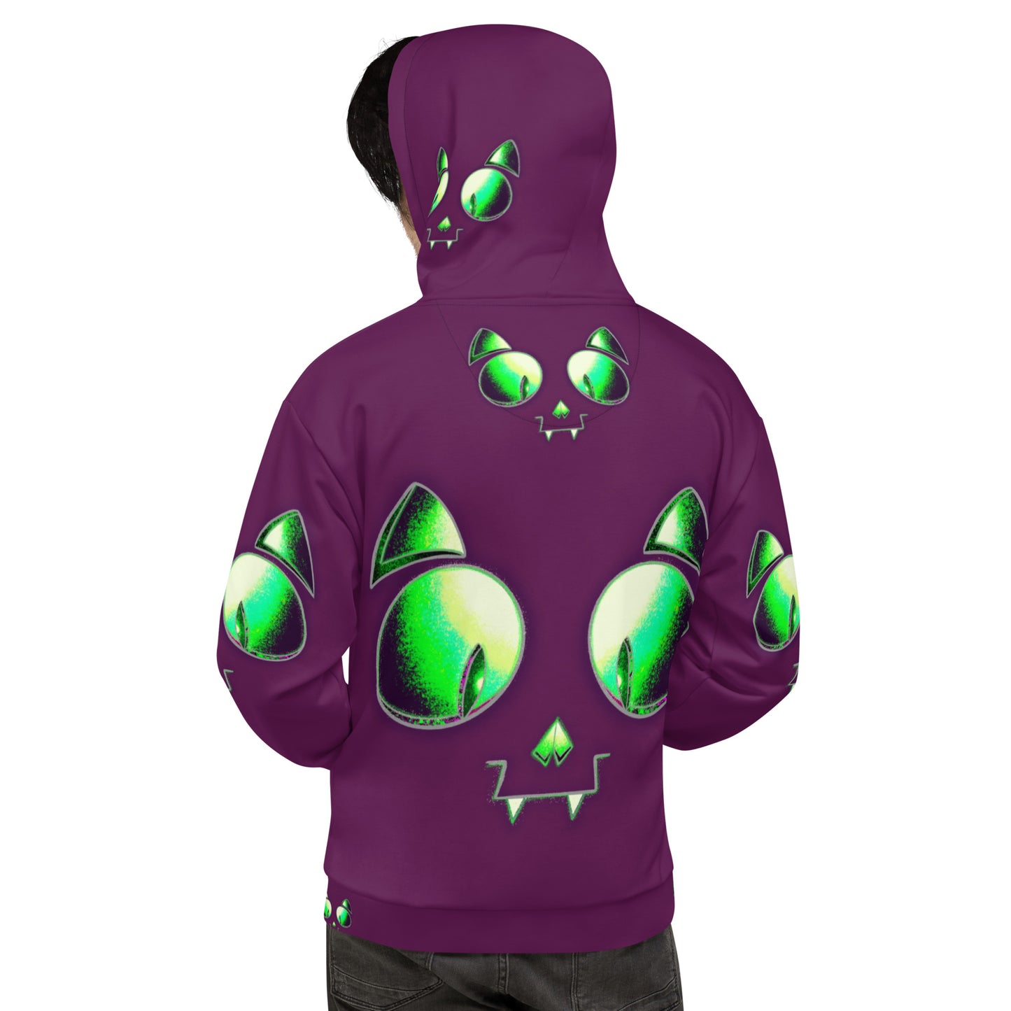 Skelecat (Tyrion Purple) | All-Over Print Fleece Bunny Hug Hoodie Totes Chill Loose Fit Unisex [Sizes 2XS-6X] [FREE SHIPPING]