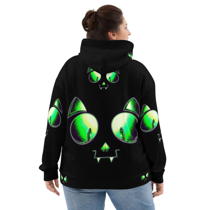 Skelecat (VOID) | All-Over Print Fleece Bunny Hug Hoodie Totes Chill Loose Fit Unisex [Sizes 2XS-6X] [FREE SHIPPING]