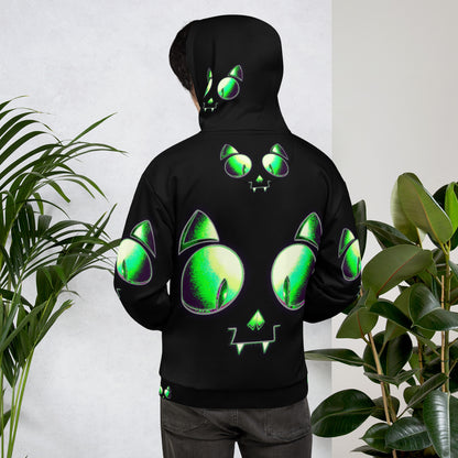 Skelecat (VOID) | All-Over Print Fleece Bunny Hug Hoodie Totes Chill Loose Fit Unisex [Sizes 2XS-6X] [FREE SHIPPING]