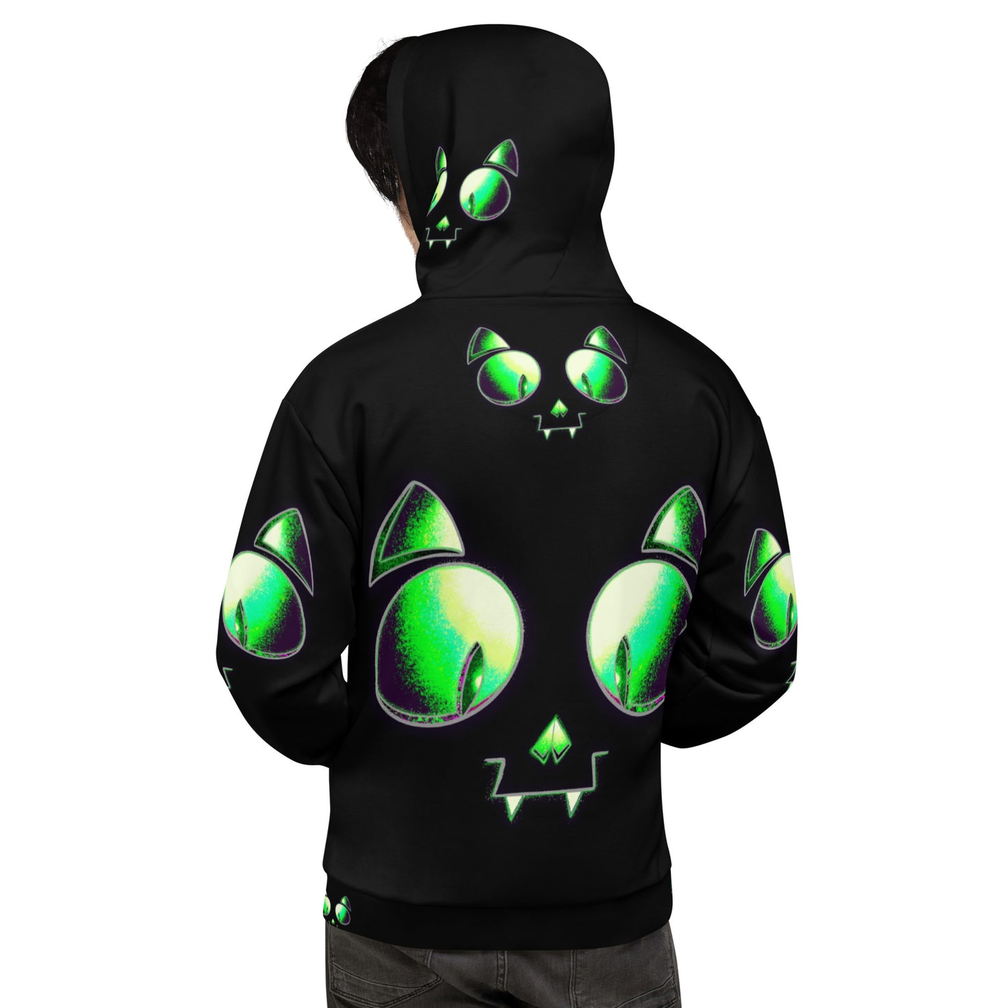 Skelecat (VOID) | All-Over Print Fleece Bunny Hug Hoodie Totes Chill Loose Fit Unisex [Sizes 2XS-6X] [FREE SHIPPING]