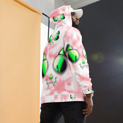 Skelecat (PINK TIEDYE) | All-Over Print Fleece Bunny Hug Hoodie Totes Chill Loose Fit Unisex [Sizes 2XS-6X] [FREE SHIPPING]