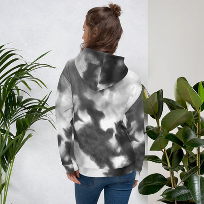 Black Watercolor | All-Over Print Fleece Bunny Hug Hoodie Totes Chill Loose Fit Unisex [Sizes 2XS-6XL] [FREE SHIPPING]