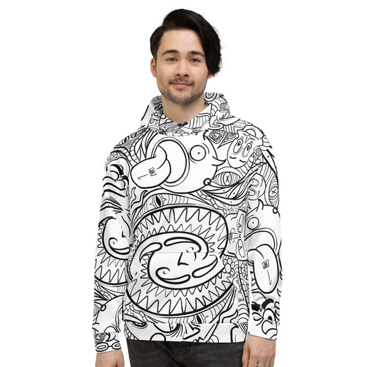 Psychadelia {WHITE} | All-Over Print  Fleece Bunny Hug Hoodie Totes Chill Loose Fit Unisex [Sizes 2XS-6X] [FREE SHIPPING]