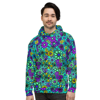 Forbidden Flower {BLUE} | All-Over Print  Fleece Bunny Hug Hoodie Totes Chill Loose Fit Unisex [Sizes 2XS-6X] [FREE SHIPPING]