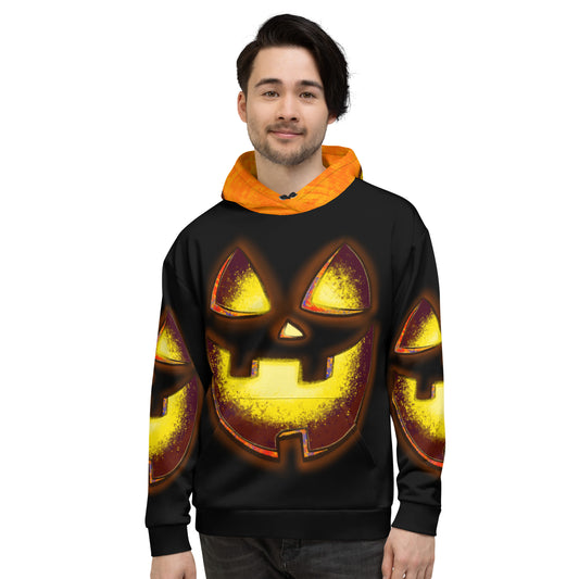 Mr Spookington {Orange/Black} | All-Over Print Fleece Bunny Hug Hoodie Totes Chill Loose Fit Unisex [Sizes 2XS-6X] [FREE SHIPPING]