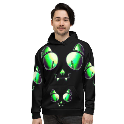 Skelecat (VOID) | All-Over Print Fleece Bunny Hug Hoodie Totes Chill Loose Fit Unisex [Sizes 2XS-6X] [FREE SHIPPING]