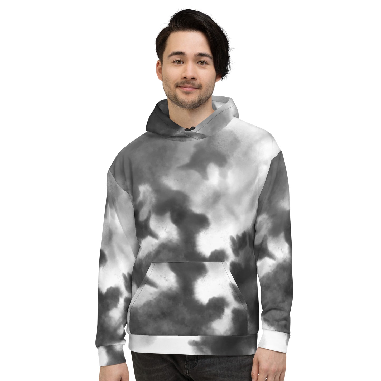 Black Watercolor | All-Over Print Fleece Bunny Hug Hoodie Totes Chill Loose Fit Unisex [Sizes 2XS-6XL] [FREE SHIPPING]