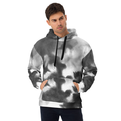 Black Watercolor | All-Over Print Fleece Bunny Hug Hoodie Totes Chill Loose Fit Unisex [Sizes 2XS-6XL] [FREE SHIPPING]