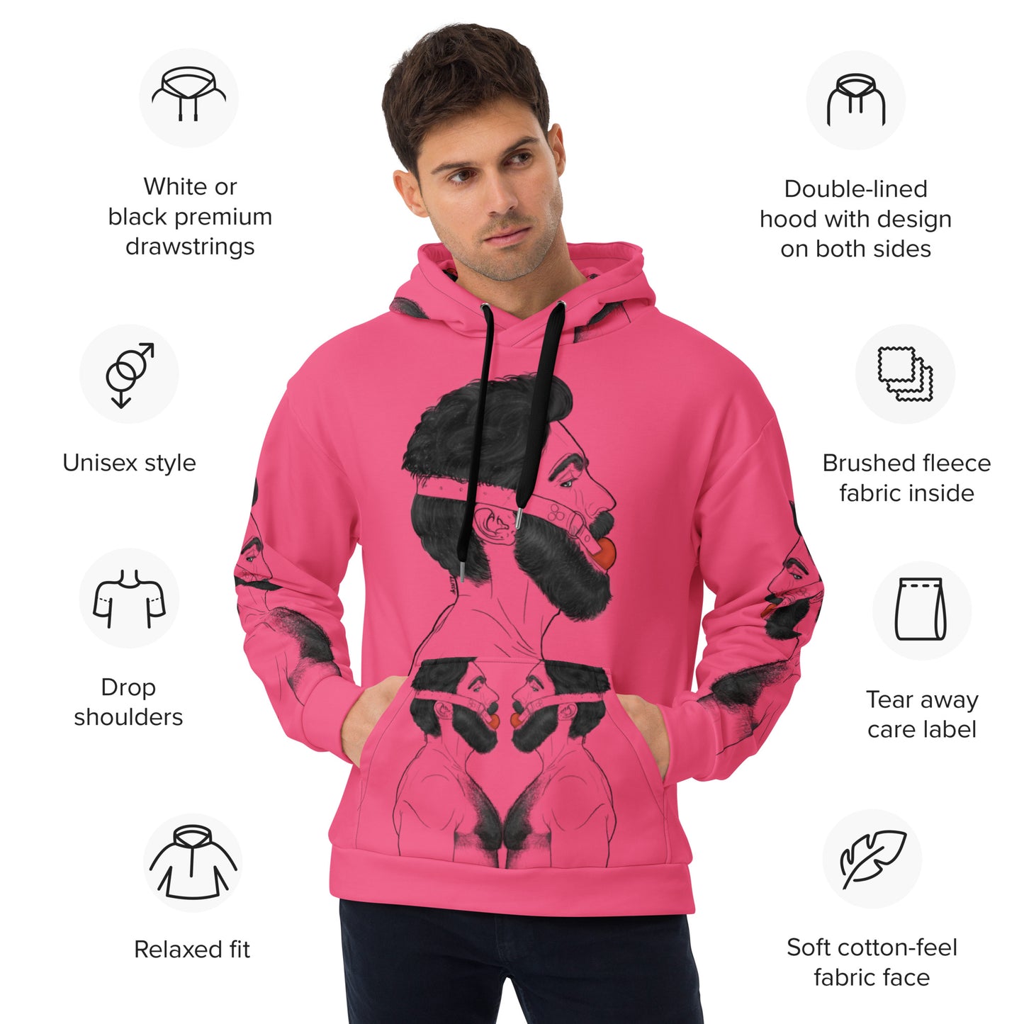 Gag (Brink Pink) | All-Over Print Fleece Bunny Hug Hoodie Totes Chill [Sizes 2XS-6XL] [FREE SHIPPING] The Butters Apparel X BYGKYD