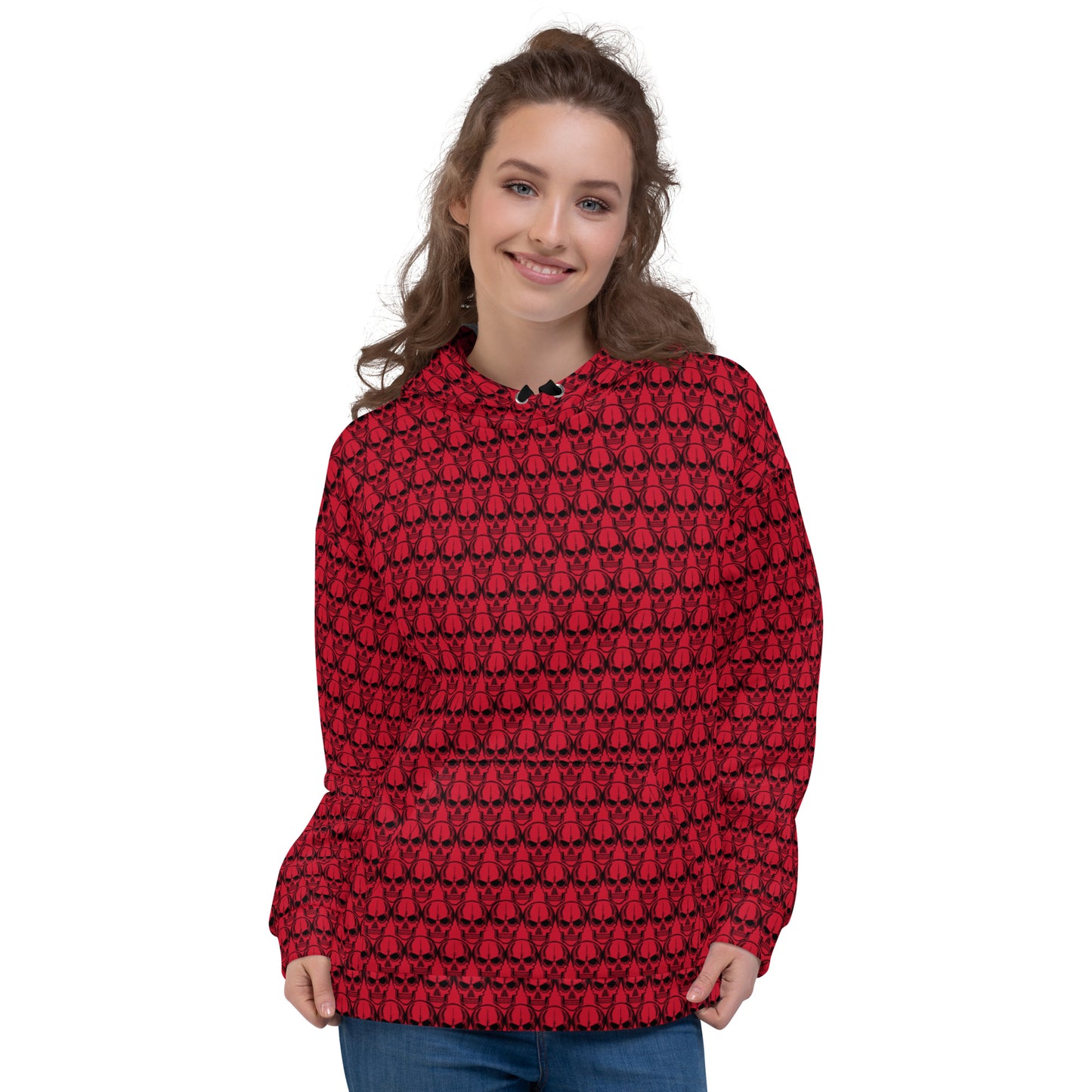 Earnest Bones (Red) | All-Over Print Fleece Bunny Hug Hoodie Totes Chill Loose Fit Unisex [Sizes 2XS-6XL] [FREE SHIPPING]