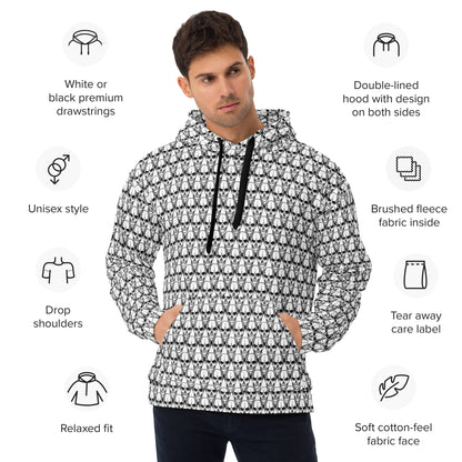 Earnest Bones (White) | All-Over Print Fleece Bunny Hug Hoodie Totes Chill [Sizes 2XS-6XL] [FREE SHIPPING]