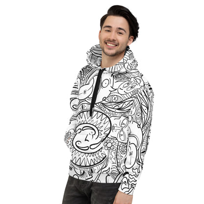 Psychadelia {WHITE} | All-Over Print  Fleece Bunny Hug Hoodie Totes Chill Loose Fit Unisex [Sizes 2XS-6X] [FREE SHIPPING]