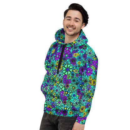 Forbidden Flower {BLUE} | All-Over Print  Fleece Bunny Hug Hoodie Totes Chill Loose Fit Unisex [Sizes 2XS-6X] [FREE SHIPPING]