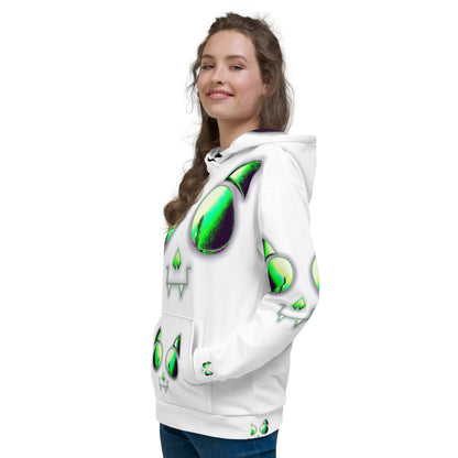 Skelecat (BONE) | All-Over Print Fleece Bunny Hug Hoodie Totes Chill Loose Fit Unisex [Sizes 2XS-6X] [FREE SHIPPING]