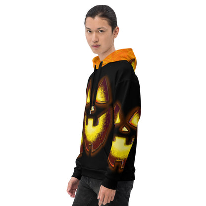 Mr Spookington {Orange/Black} | All-Over Print Fleece Bunny Hug Hoodie Totes Chill Loose Fit Unisex [Sizes 2XS-6X] [FREE SHIPPING]