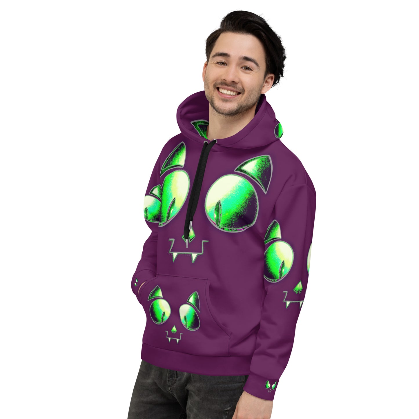 Skelecat (Tyrion Purple) | All-Over Print Fleece Bunny Hug Hoodie Totes Chill Loose Fit Unisex [Sizes 2XS-6X] [FREE SHIPPING]