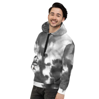 Black Watercolor | All-Over Print Fleece Bunny Hug Hoodie Totes Chill Loose Fit Unisex [Sizes 2XS-6XL] [FREE SHIPPING]