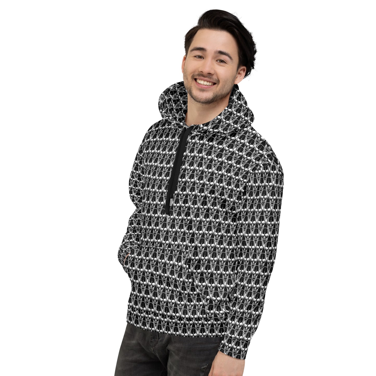 Earnest Bones (Black) | All-Over Print Fleece Bunny Hug Hoodie Totes Chill [Sizes 2XS-6XL] [FREE SHIPPING]