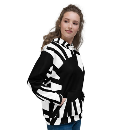 Shattered in Black & White Fleece Bunny Hug Hoodie Totes Chill Loose Fit Unisex All-Over Print [Sizes 2XS-6X] [FREE SHIPPING]