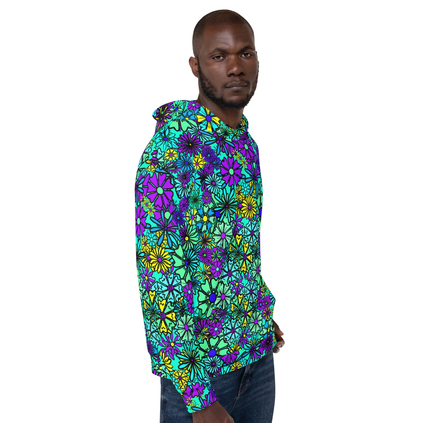 Forbidden Flower {BLUE} | All-Over Print  Fleece Bunny Hug Hoodie Totes Chill Loose Fit Unisex [Sizes 2XS-6X] [FREE SHIPPING]