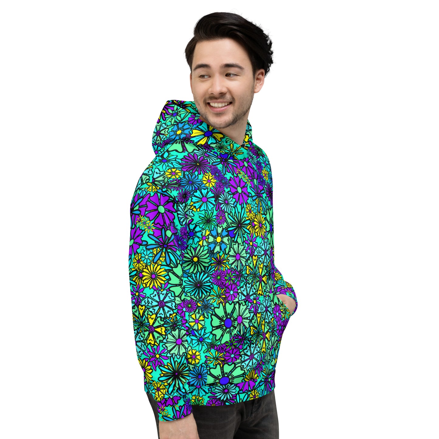 Forbidden Flower {BLUE} | All-Over Print  Fleece Bunny Hug Hoodie Totes Chill Loose Fit Unisex [Sizes 2XS-6X] [FREE SHIPPING]