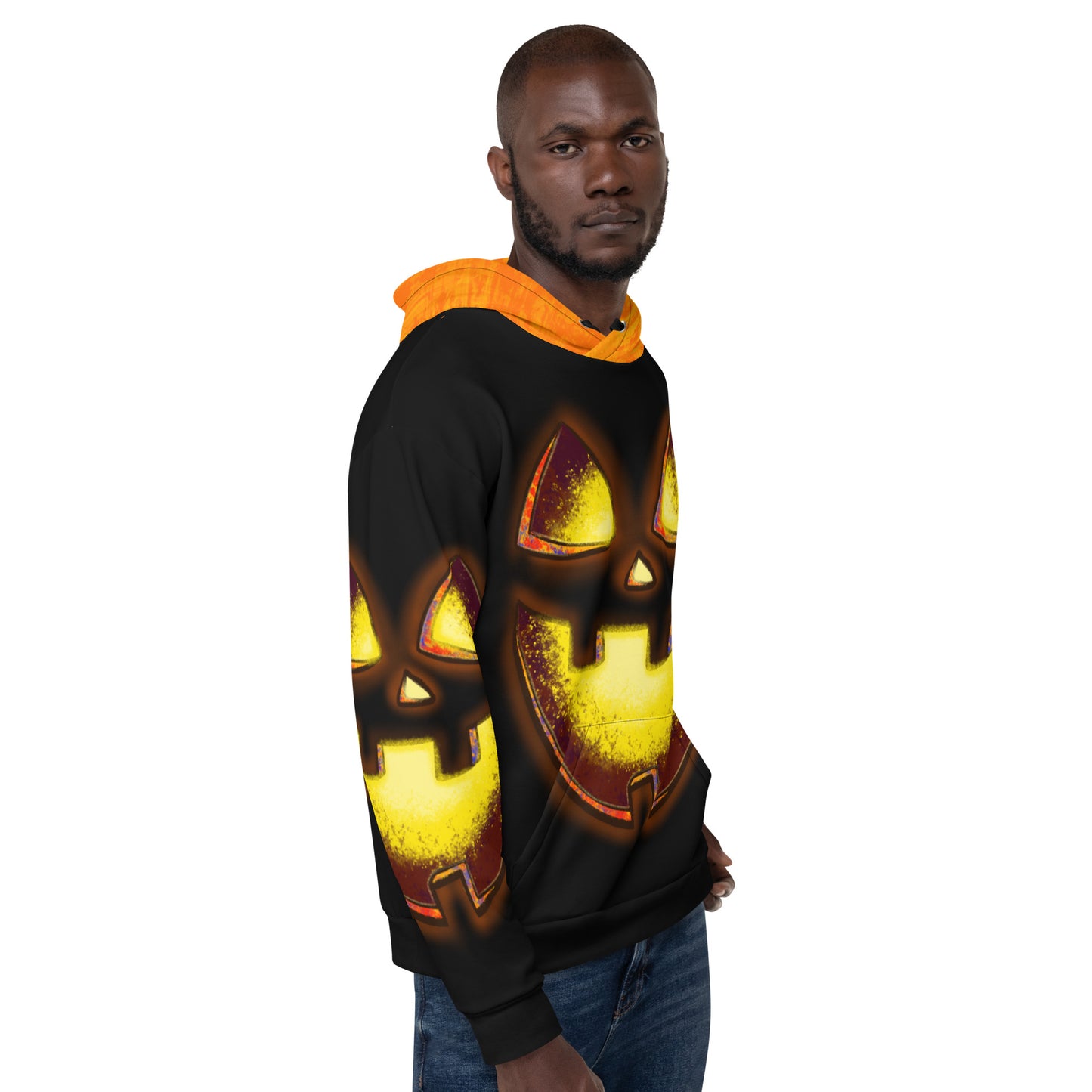 Mr Spookington {Orange/Black} | All-Over Print Fleece Bunny Hug Hoodie Totes Chill Loose Fit Unisex [Sizes 2XS-6X] [FREE SHIPPING]