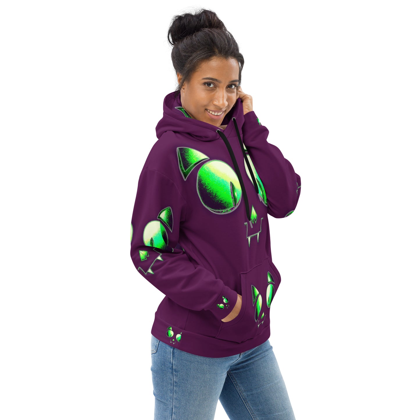 Skelecat (Tyrion Purple) | All-Over Print Fleece Bunny Hug Hoodie Totes Chill Loose Fit Unisex [Sizes 2XS-6X] [FREE SHIPPING]