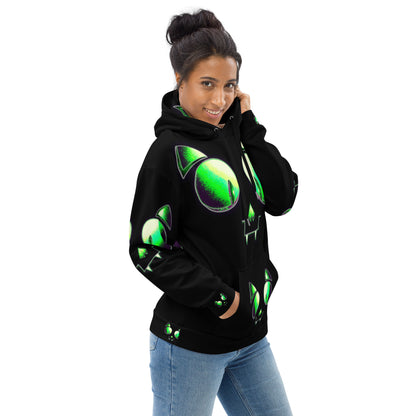 Skelecat (VOID) | All-Over Print Fleece Bunny Hug Hoodie Totes Chill Loose Fit Unisex [Sizes 2XS-6X] [FREE SHIPPING]