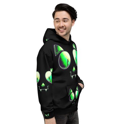 Skelecat (VOID) | All-Over Print Fleece Bunny Hug Hoodie Totes Chill Loose Fit Unisex [Sizes 2XS-6X] [FREE SHIPPING]