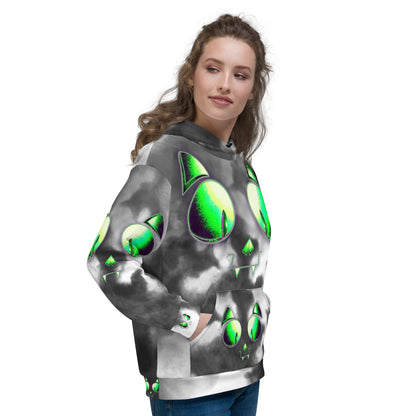 Skelecat (MULTI TIEDYE) | All-Over Print Fleece Bunny Hug Hoodie Totes Chill Loose Fit Unisex [Sizes 2XS-6X] [FREE SHIPPING]