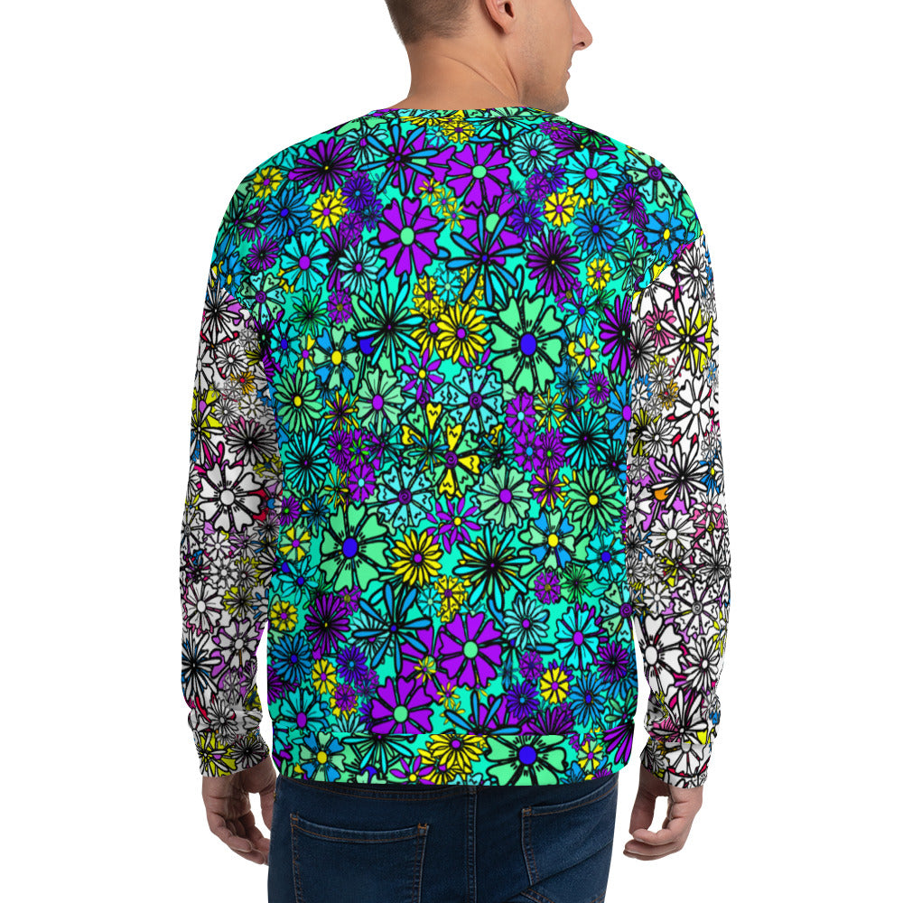 Forbidden Flower {Blue/White} - Extra Comfy Sweatshirt w Fleece Inside (Sizes 2X-6X) [FREE SHIPPING]