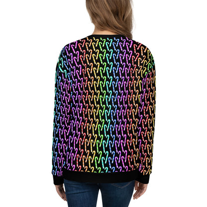 Candy Cane Rainbow (Black) | Extra Comfy Sweatshirt w Fleece Inside (Sizes 2X-6XL) [FREE SHIPPING]