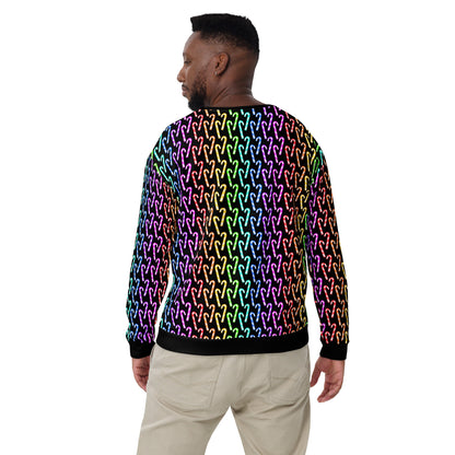 Candy Cane Rainbow (Black) | Extra Comfy Sweatshirt w Fleece Inside (Sizes 2X-6XL) [FREE SHIPPING]