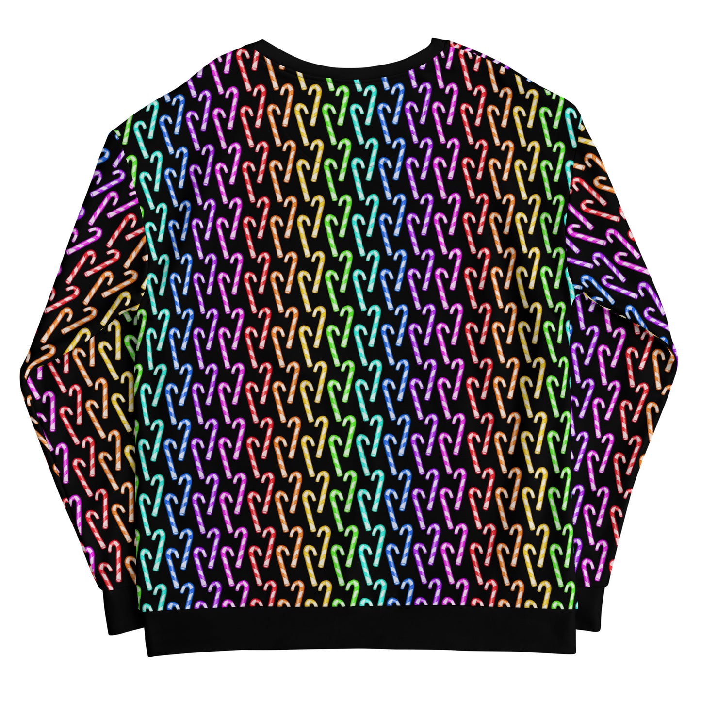 Candy Cane Rainbow (Black) | Extra Comfy Sweatshirt w Fleece Inside (Sizes 2X-6XL) [FREE SHIPPING]