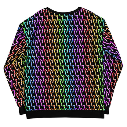 Candy Cane Rainbow (Black) | Extra Comfy Sweatshirt w Fleece Inside (Sizes 2X-6XL) [FREE SHIPPING]