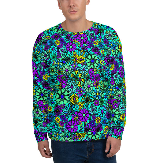 Forbidden Flower {Blue} - Extra Comfy Sweatshirt w Fleece Inside (Sizes 2X-6X)