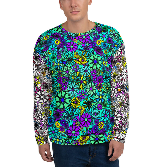 Forbidden Flower {Blue/White} - Extra Comfy Sweatshirt w Fleece Inside (Sizes 2X-6X) [FREE SHIPPING]