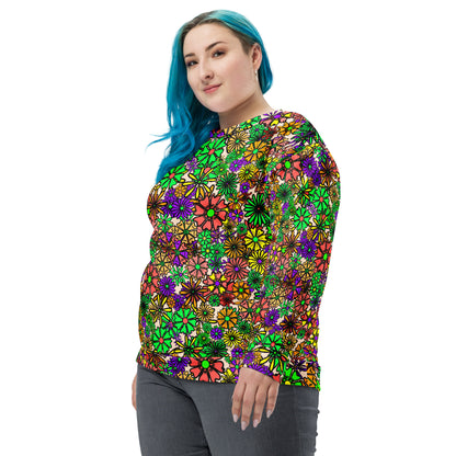 Forbidden Flower {Green} - Extra Comfy Sweatshirt w Fleece Inside (Sizes 2X-6X) [FREE SHIPPING]