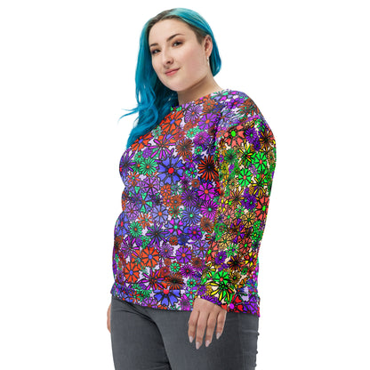 Forbidden Flower {Purple/Green} - Extra Comfy Sweatshirt w Fleece Inside (Sizes 2X-6X) [FREE SHIPPING]